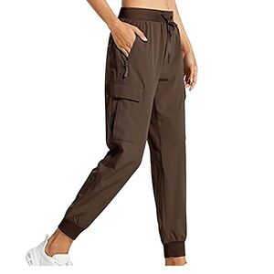 Libin Joggers Pants Chocolate Brown Womens Medium Cargo Pocket Athleisure Amazon